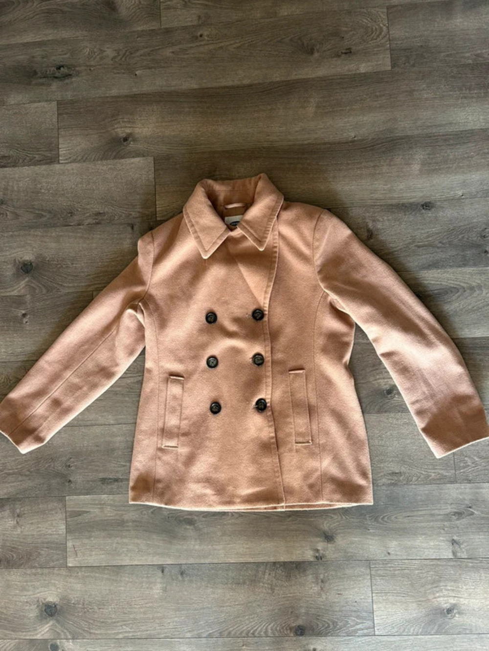 Vintage old navy M peach/tan wool-blend peacoat